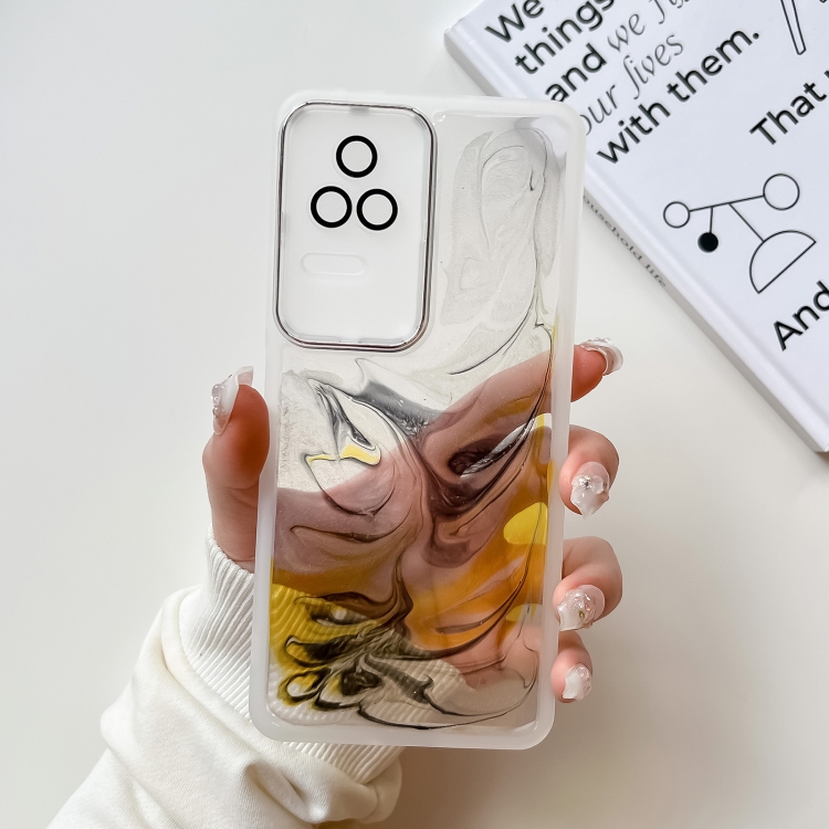 

For Xiaomi Redmi K50 Oil Painting Electroplating TPU Phone Case(White)