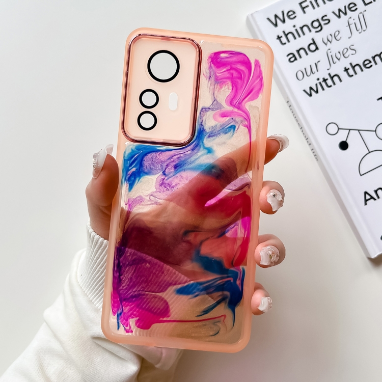 

For Xiaomi Redmi K50 Ultra Oil Painting Electroplating TPU Phone Case(Pink)