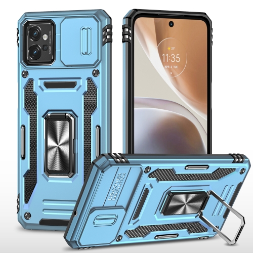 

For Motorola Moto G32 Armor PC + TPU Camera Shield Phone Case(Light Blue)