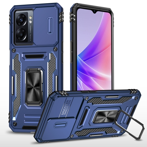 

For OPPO A57 4G Armor PC + TPU Camera Shield Phone Case(Navy Blue)