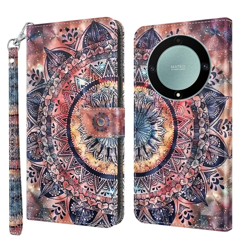 

For Honor Magic5 Lite 3D Painted Pattern Leather Phone Case(Colorful Mandala)