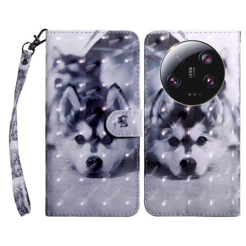 

For Xiaomi 13 Ultra 3D Painted Pattern Leather Phone Case(Husky)