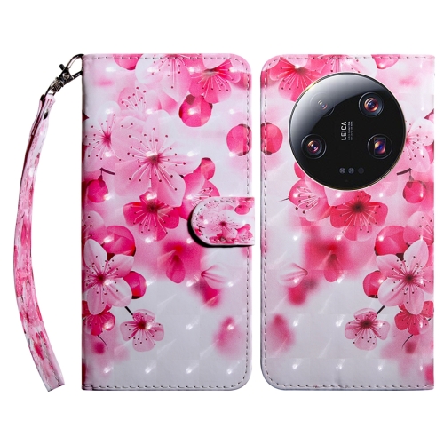 

For Xiaomi 13 Ultra 3D Painted Pattern Leather Phone Case(Red Flower)