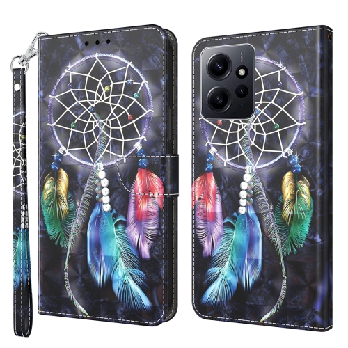 

For Xiaomi Redmi Note 12 Pro+ 5G Global 3D Painted Pattern Leather Phone Case(Colorful Dreamcatcher)