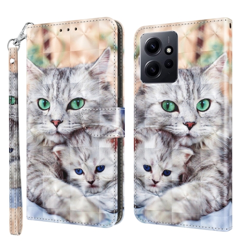 

For Xiaomi Redmi Note 12 Pro+ 5G Global 3D Painted Pattern Leather Phone Case(Two Loving Cats)