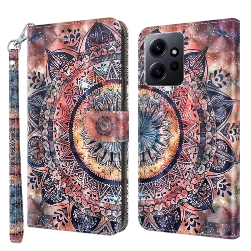 

For Xiaomi Redmi Note 12 Pro+ 5G Global 3D Painted Pattern Leather Phone Case(Colorful Mandala)