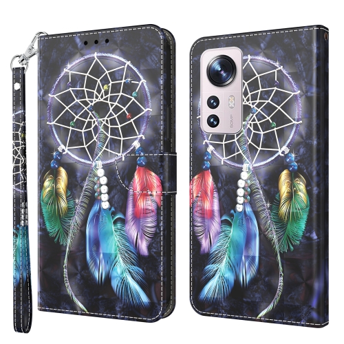 

For Xiaomi 12 Pro 3D Painted Pattern Leather Phone Case(Colorful Dreamcatcher)