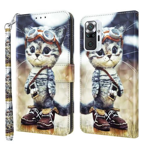 

For Xiaomi Redmi Note 10 Pro 3D Painted Pattern Leather Phone Case(Naughty Cat)