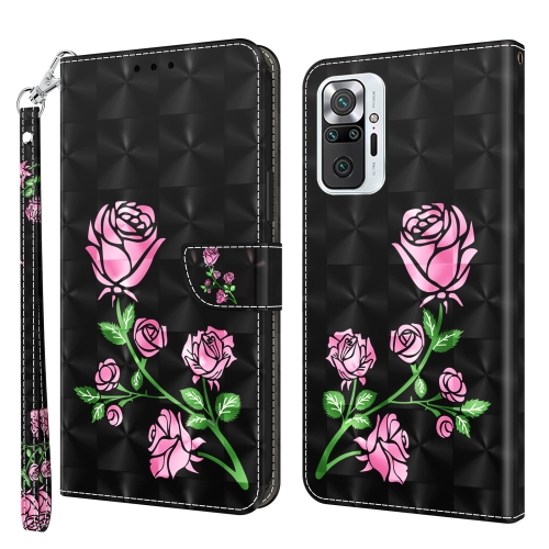 

For Xiaomi Redmi Note 10 Pro 3D Painted Pattern Leather Phone Case(Rose)