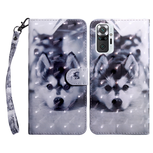 

For Xiaomi Redmi Note 10 Pro 3D Painted Pattern Leather Phone Case(Husky)