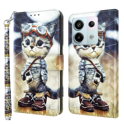 

For Xiaomi Redmi Note 13 Pro 5G 3D Painted Pattern Leather Phone Case(Naughty Cat)