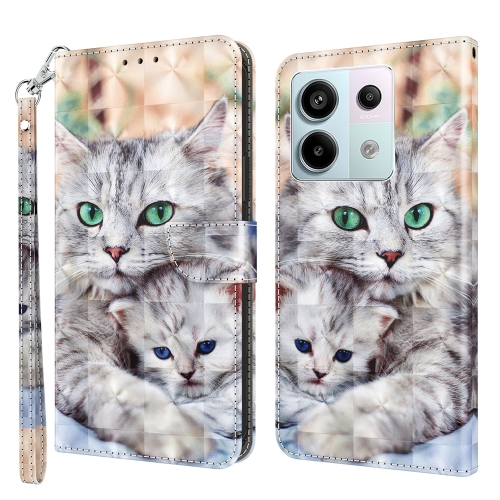 

For Xiaomi Redmi Note 13 Pro 5G 3D Painted Pattern Leather Phone Case(Two Loving Cats)