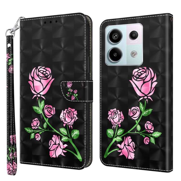 

For Xiaomi Redmi Note 13 Pro 5G 3D Painted Pattern Leather Phone Case(Rose)