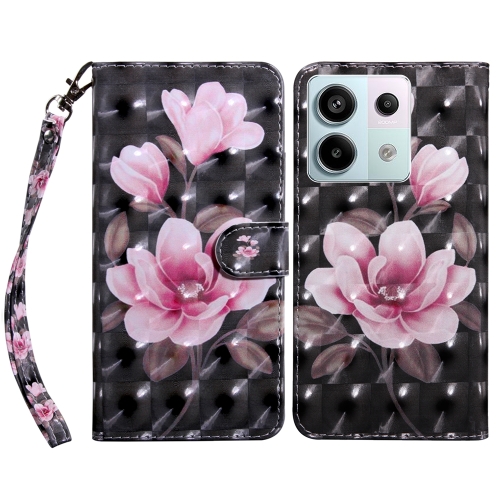 

For Xiaomi Redmi Note 13 Pro 5G 3D Painted Pattern Leather Phone Case(Pink Flower)