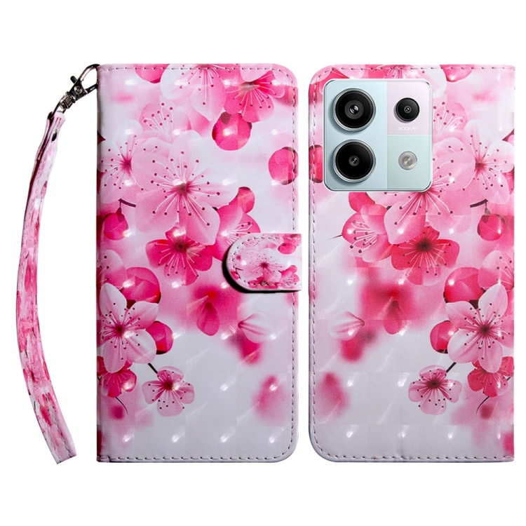 

For Xiaomi Redmi Note 13 Pro 5G 3D Painted Pattern Leather Phone Case(Red Flower)