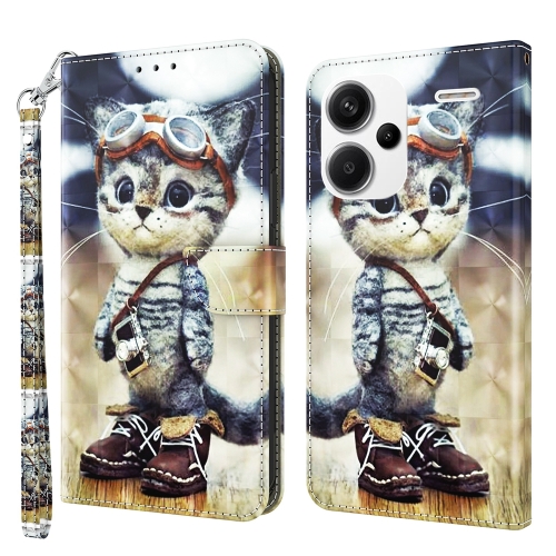 

For Xiaomi Redmi Note 13 Pro+ 3D Painted Pattern Leather Phone Case(Naughty Cat)