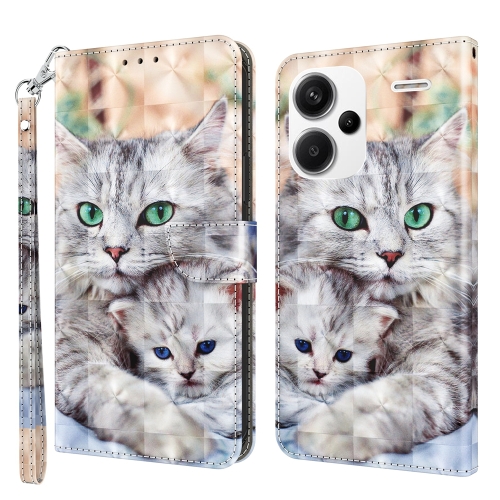 

For Xiaomi Redmi Note 13 Pro+ 3D Painted Pattern Leather Phone Case(Two Loving Cats)