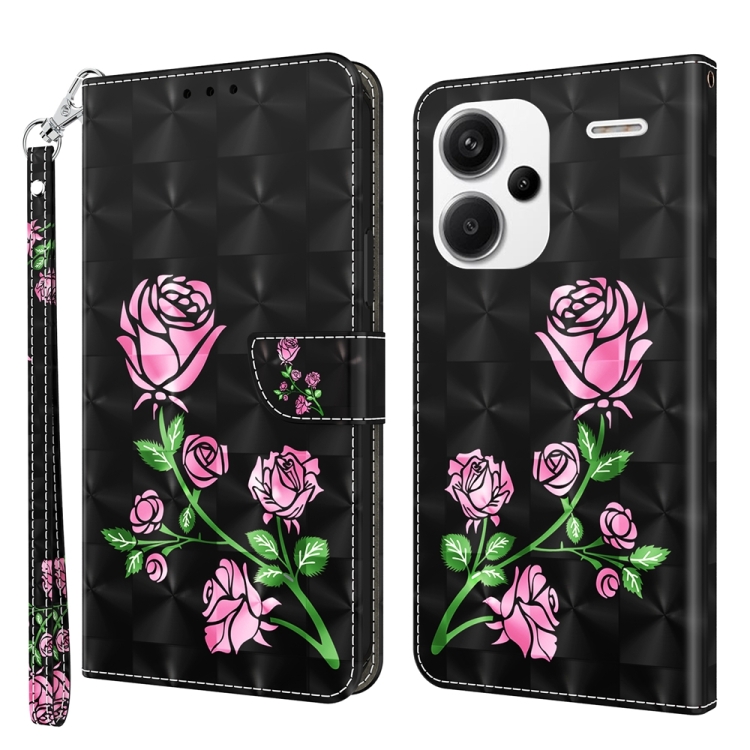

For Xiaomi Redmi Note 13 Pro+ 3D Painted Pattern Leather Phone Case(Rose)