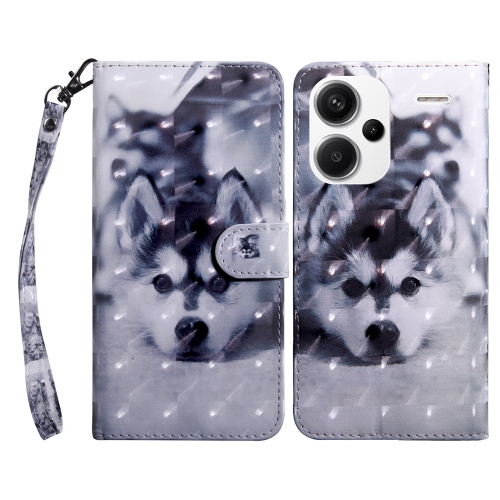 

For Xiaomi Redmi Note 13 Pro+ 3D Painted Pattern Leather Phone Case(Husky)