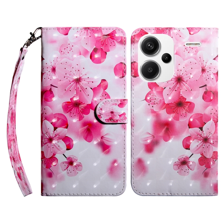 

For Xiaomi Redmi Note 13 Pro+ 3D Painted Pattern Leather Phone Case(Red Flower)