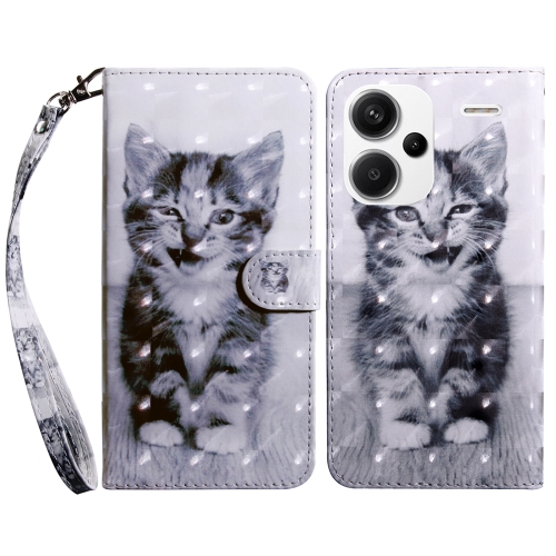 

For Xiaomi Redmi Note 13 Pro+ 3D Painted Pattern Leather Phone Case(Smile Cat)