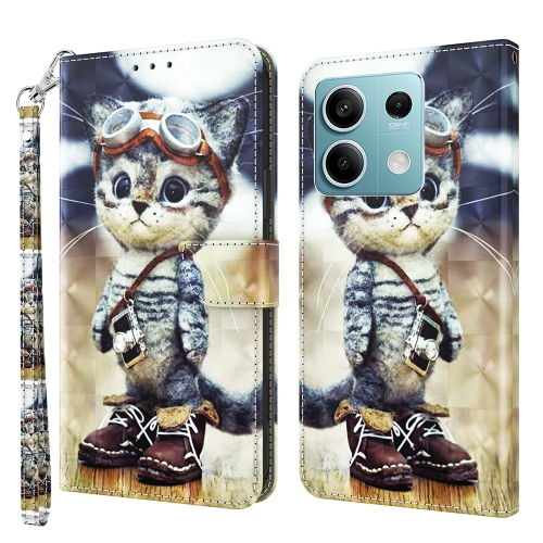 

For Xiaomi Redmi Note 13 5G 3D Painted Pattern Leather Phone Case(Naughty Cat)