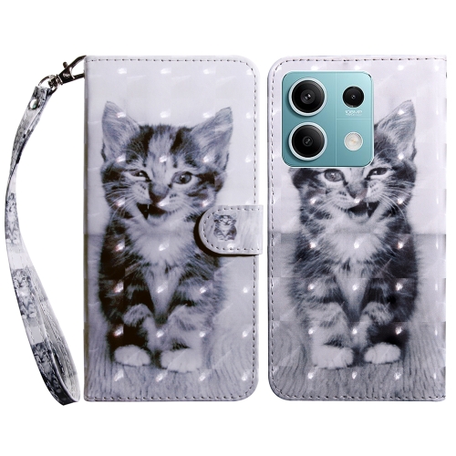 

For Xiaomi Redmi Note 13 5G 3D Painted Pattern Leather Phone Case(Smile Cat)
