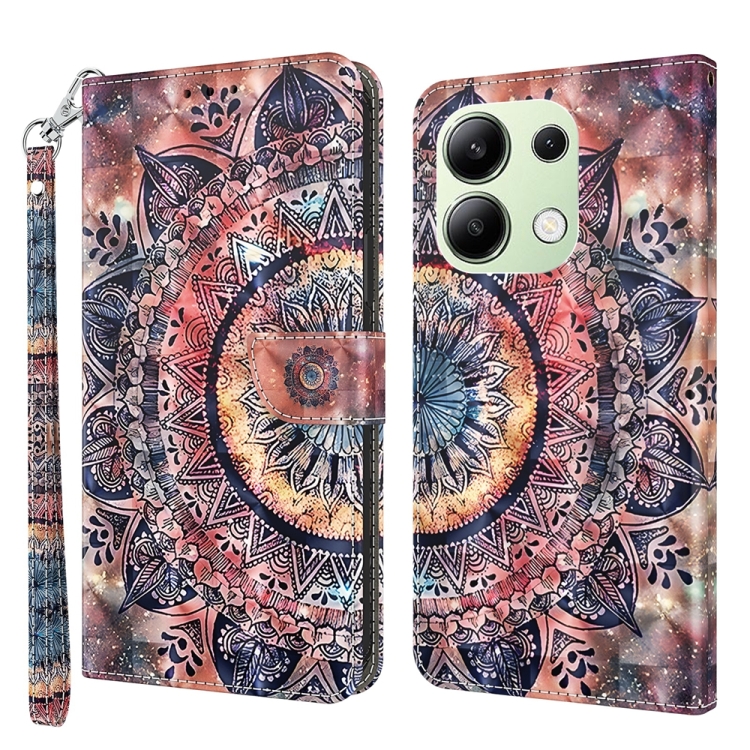 

For Xiaomi Redmi Note 13 4G 3D Painted Pattern Leather Phone Case(Colorful Mandala)