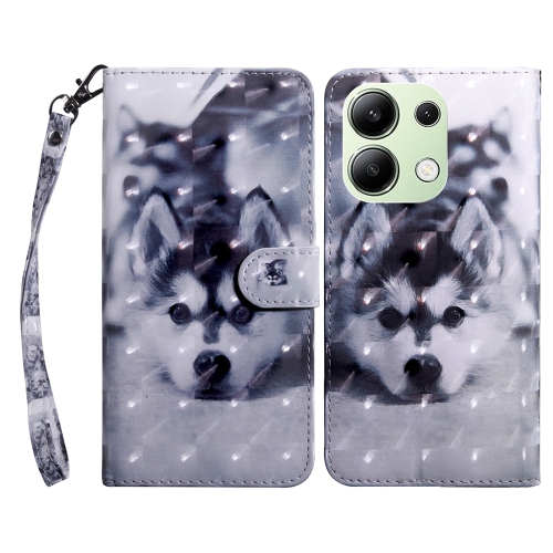 

For Xiaomi Redmi Note 13 4G 3D Painted Pattern Leather Phone Case(Husky)