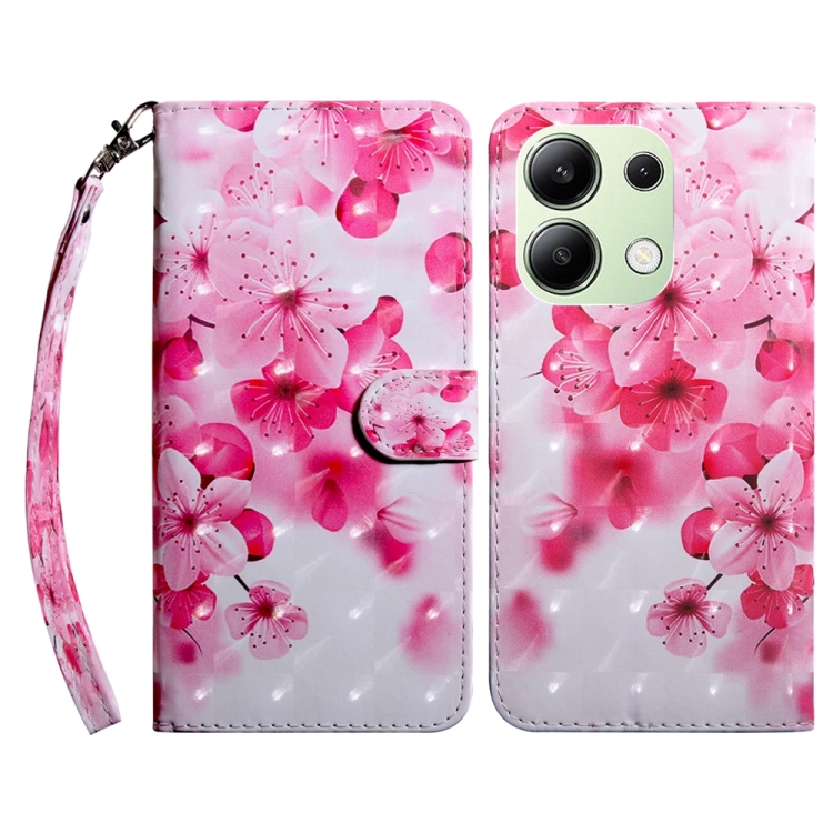 

For Xiaomi Redmi Note 13 4G 3D Painted Pattern Leather Phone Case(Red Flower)