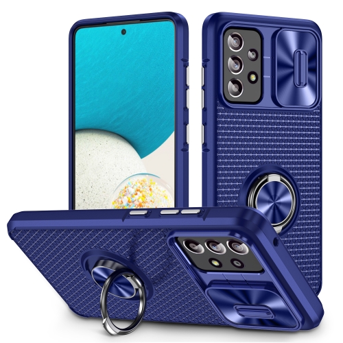 

For Samsung Galaxy A52 Sliding Camshield Armor Phone Case with Ring Holder(Blue)