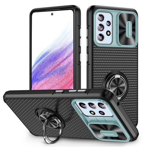 

For Samsung Galaxy A53 5G Sliding Camshield Armor Phone Case with Ring Holder(Grey Green Black)