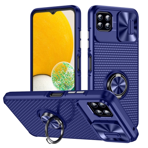 

For Samsung Galaxy A22 Sliding Camshield Armor Phone Case with Ring Holder(Blue)