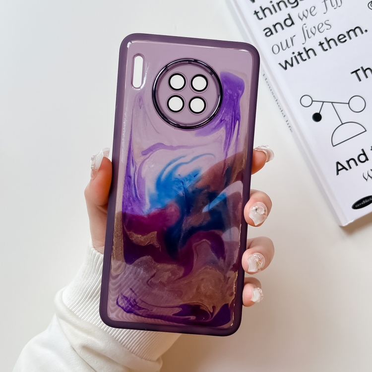 

For Huawei Mate 30 Oil Painting Electroplating TPU Phone Case(Purple)