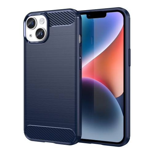 

For iPhone 15 Brushed Texture Carbon Fiber TPU Phone Case(Blue)