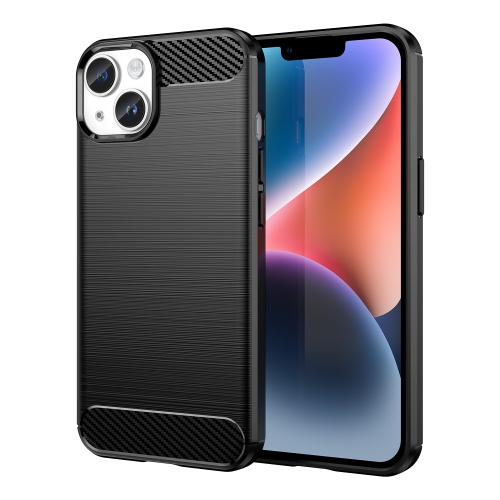

For iPhone 15 Plus Brushed Texture Carbon Fiber TPU Phone Case(Black)