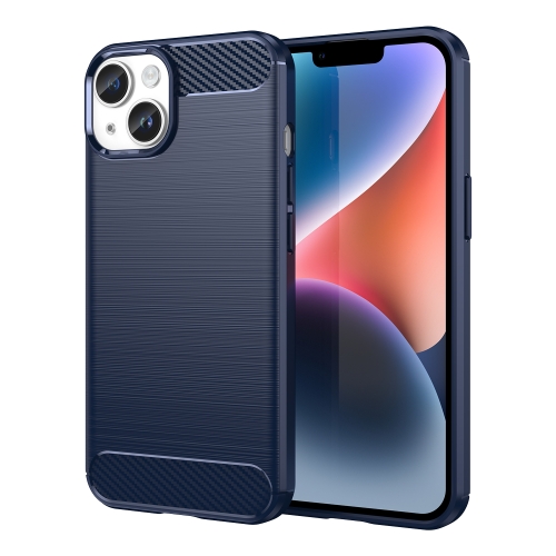 

For iPhone 15 Plus Brushed Texture Carbon Fiber TPU Phone Case(Blue)