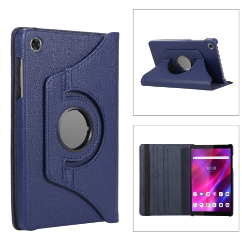 

For Lenovo Tab M8 4th Gen 360 Degree Rotation Litchi Texture Leather Tablet Case(Dark Blue)