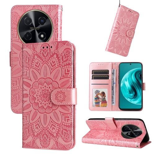 

For Huawei Enjoy 70 Pro Embossed Sunflower Leather Phone Case(Rose Gold)