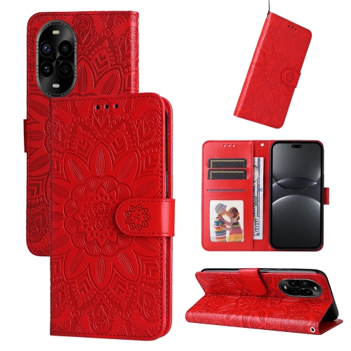 

For Huawei nova 13 Pro Embossed Sunflower Leather Phone Case(Red)