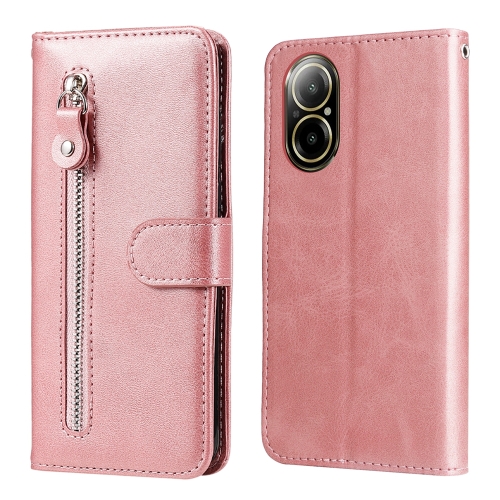 

For Realme C67 4G Global Fashion Calf Texture Zipper Leather Phone Case(Rose Gold)