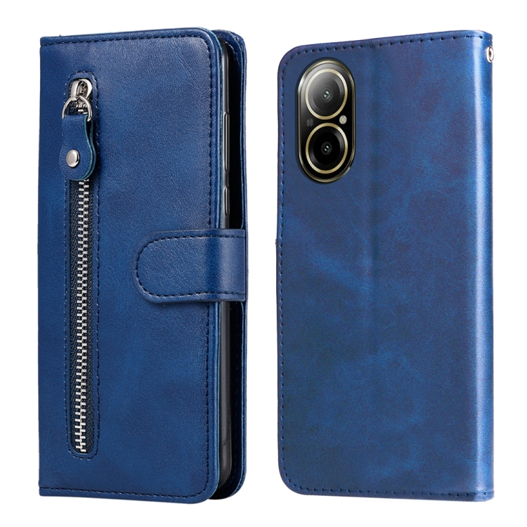 

For Realme C67 4G Global Fashion Calf Texture Zipper Leather Phone Case(Blue)