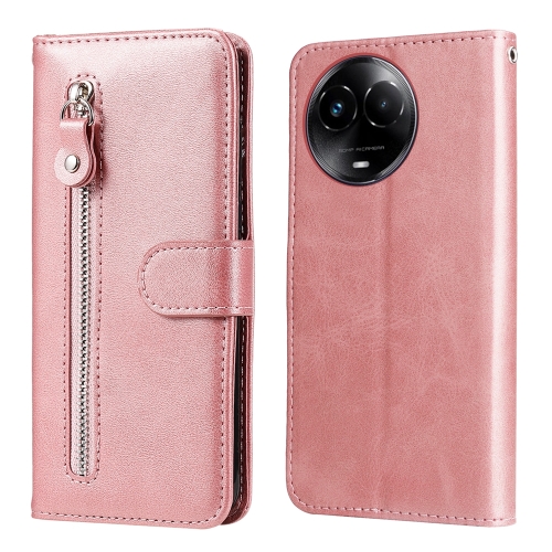 

For Realme C67 5G Global / 11 5G Taiwan Version Fashion Calf Texture Zipper Leather Phone Case(Rose Gold)