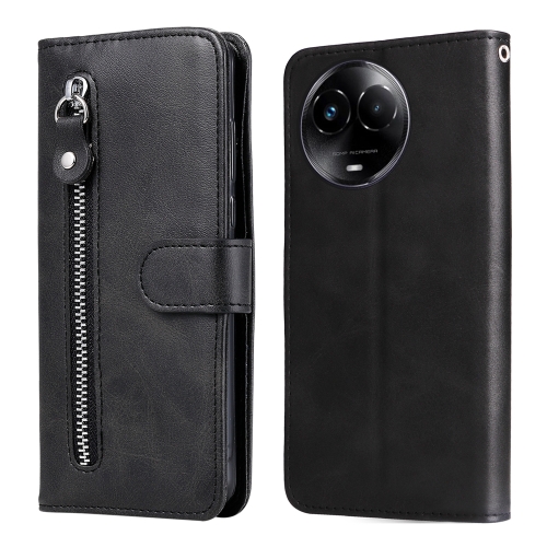 

For Realme C67 5G Global / 11 5G Taiwan Version Fashion Calf Texture Zipper Leather Phone Case(Black)