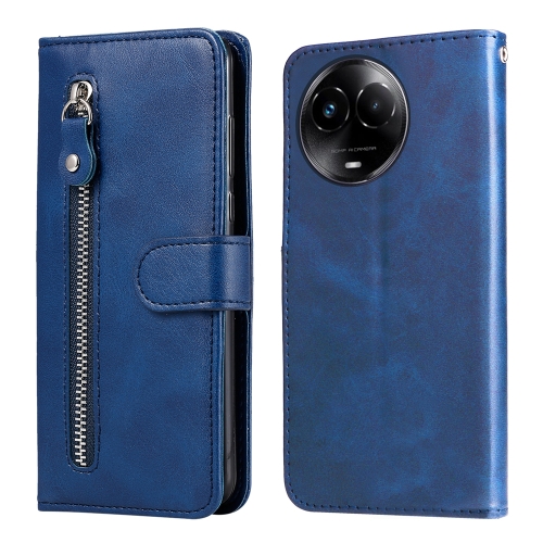 

For Realme C67 5G Global / 11 5G Taiwan Version Fashion Calf Texture Zipper Leather Phone Case(Blue)