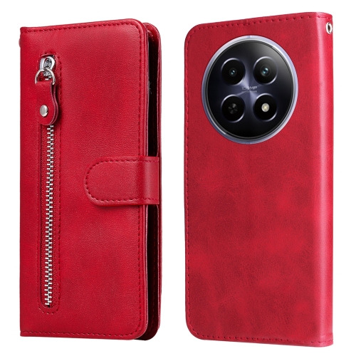 

For Realme 12 5G Fashion Calf Texture Zipper Leather Phone Case(Red)
