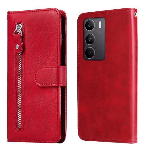 

For Realme C75 / Realme 14x Fashion Calf Texture Zipper Leather Phone Case(Red)