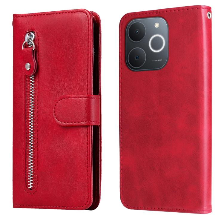 

For Realme Narzo 80 Lite 4G / C71 India Fashion Calf Texture Zipper Leather Phone Case(Red)