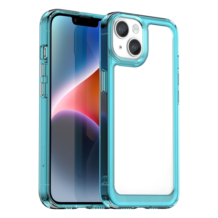 

For iPhone 15 Colorful Series Acrylic + TPU Phone Case(Transparent Blue)