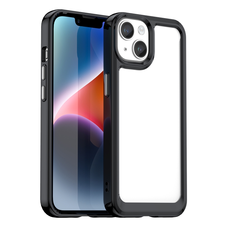 

For iPhone 15 Plus Colorful Series Acrylic + TPU Phone Case(Black)